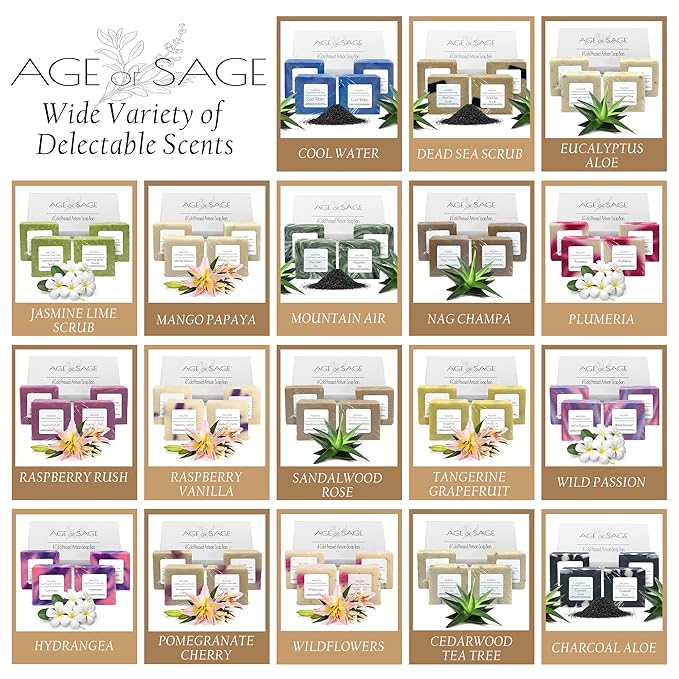 Handmade Natural Bar Soap Gift Set - 100% All Organic Vegan Bath Moisturizing Handmade Artisan Scented Cold Process Fragrant Soaps with Essential Oil - 4 Pack (Wild Passion)