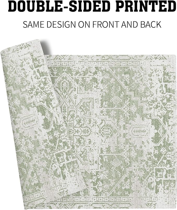 Gray Light Green Boho Placemats Set of 6 Ethnic Bohemian Carpet Place Mats Washable Kitchen Dining Vintage Grey Geography Floral Linen Table Mats Stain Heat-Resistant for Home Party Indoor 12x18 in