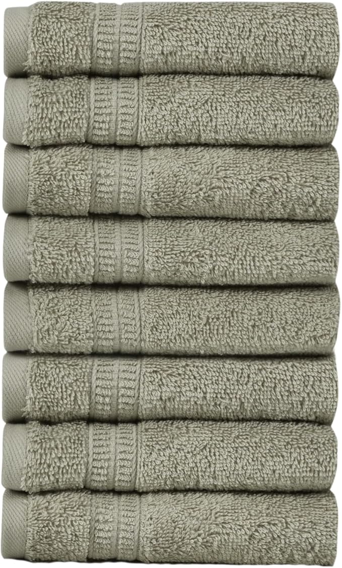 HOMELOVER 8 Pack Washcloths - 100% Organic Cotton, 500 GSM, Hotel & Spa Quality, Soft, Quick Dry, Highly Absorbent Towels for Face & Hand Wash, Shower, Gym & Bathroom Essentials (Space Gray)