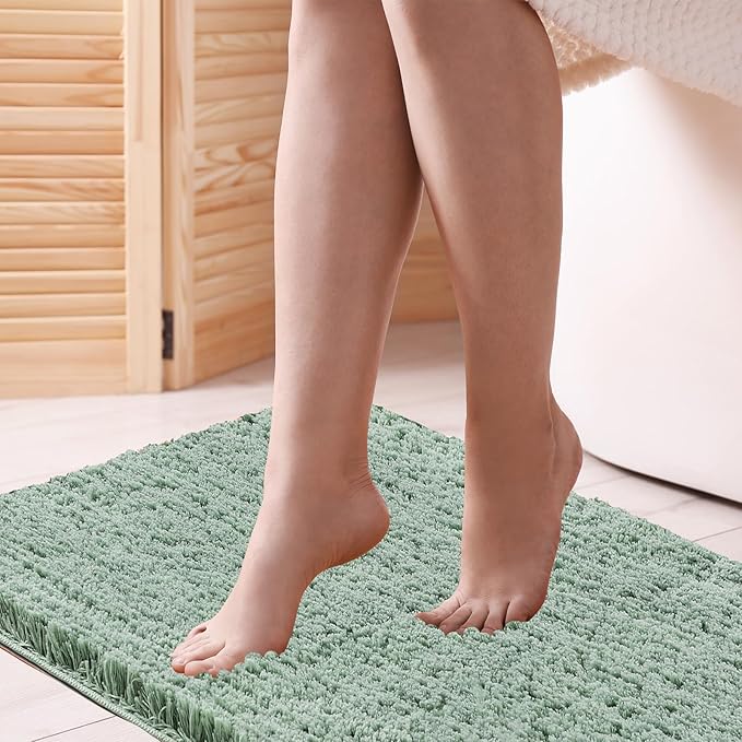 CozeCube Sage Green Bathroom Rug 59" x 24", Bath mats for Bathroom Non Slip, Ultra Soft Bath Rugs Washable, Plush Microfiber Area Rugs for Bedroom, Runner Rug