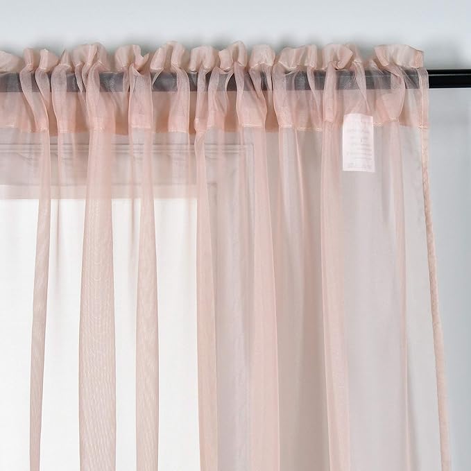 DONREN 2 Panels Solid Color Blush Pink Sheer Curtains Elegant Rod Pocket Window Voile Panels Drapes for Bedroom Living Room (52X84 Inches)