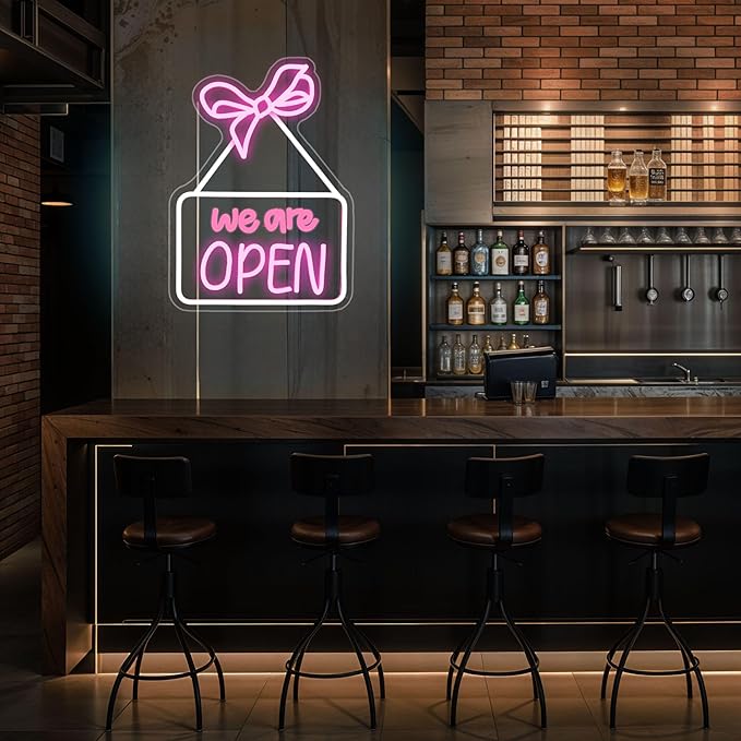 Neon Sign, HSJNJKFU Open Neon Signs for Wall Decor We are Open Led Neon Light Signs for Shop Party Bar Beer Signs - USB Powered.
