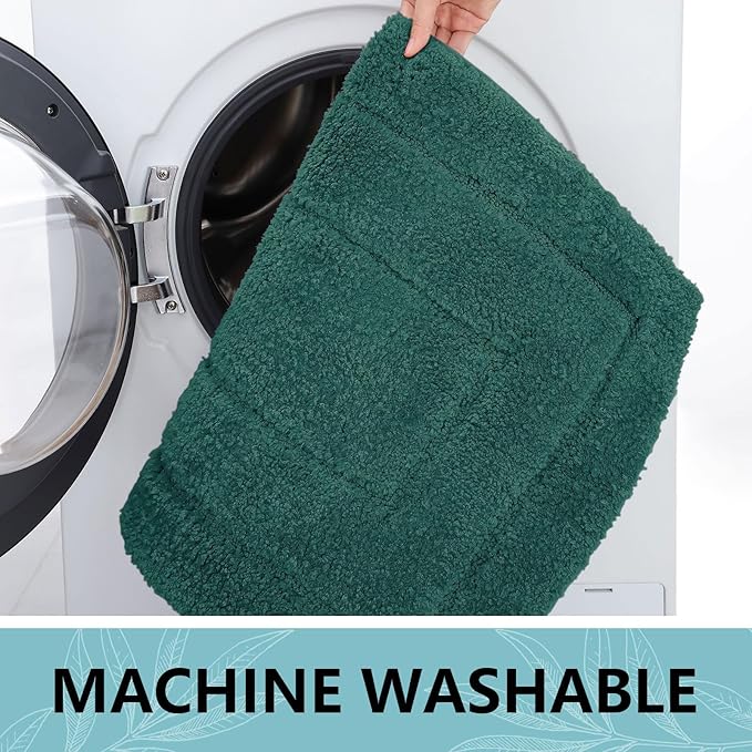 Buganda Bathroom Rugs, 30" x 20", Soft and Absorbent Microfiber Bath Rugs, Non-Slip Shaggy Shower Carpet, Machine Wash Dry Bath Mats for Bathroom Floor, Tub and Shower, Dark Green