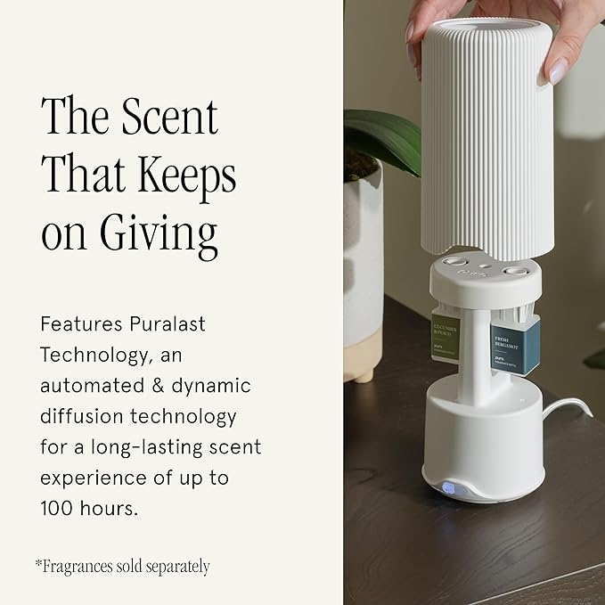 Pura Plus - Smart Fragrance Diffuser for Large Spaces - Automatic Fragrance Vial Detection - Wi-Fi Smart Diffuser for Luxury Home Scenting - White