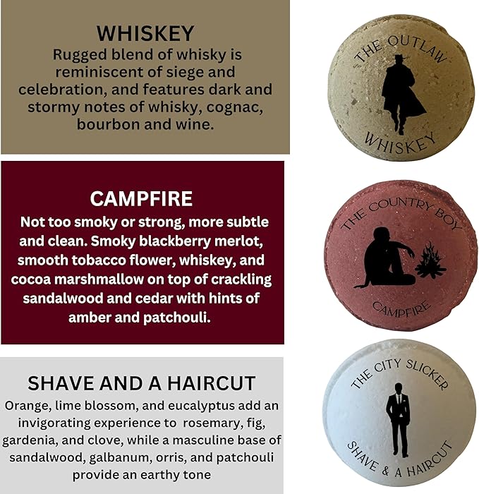 Mr. Bomb Dude Bath Bombs for Men, Infused for Guy Relaxation, Gift for Him, Manly Bath Soak, Masculine Scents for Men, Relaxing Bliss for The Gents - USA Crafted 6 Pk Male Set, Cowboy-Up Collection