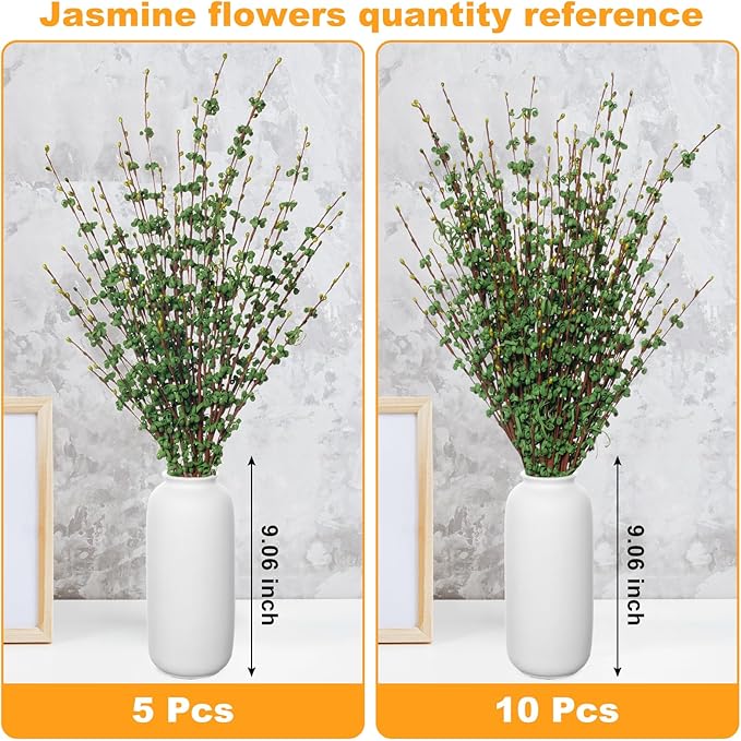 5 Pcs 29.5" Long Jasmine Fake Green Flowers Dry Branches for Home Office DIY Floral Art Plant Wedding Table Centerpieces Yard Summer Outdoor Party Decoration