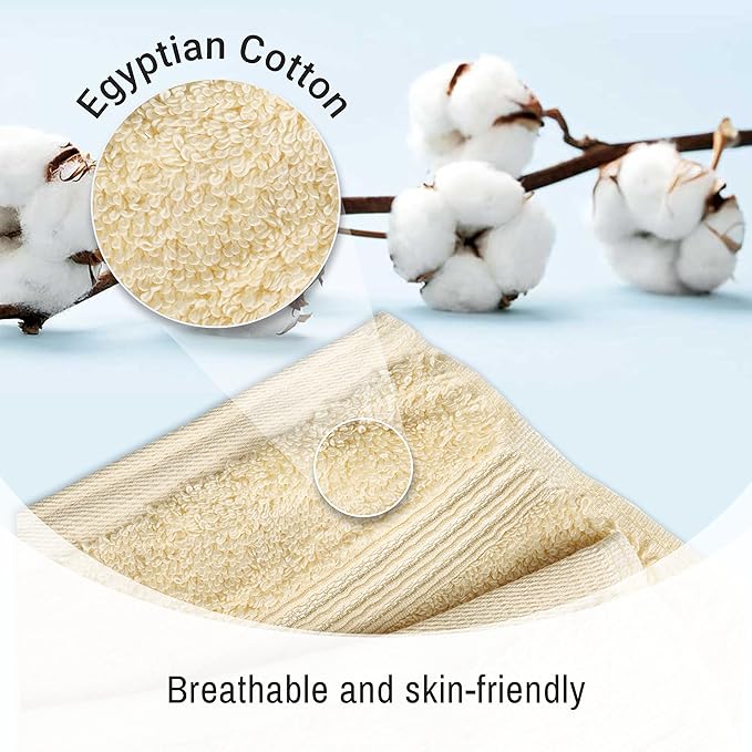 Superior Egyptian Cotton 6-Piece Towel Set, Bathroom Essentials, Towels For Bathroom, Apartment, Airbnb, Guest Bath, Face, Hand, Bath Towels, Washcloths, Absorbent, Fast Drying, Canary