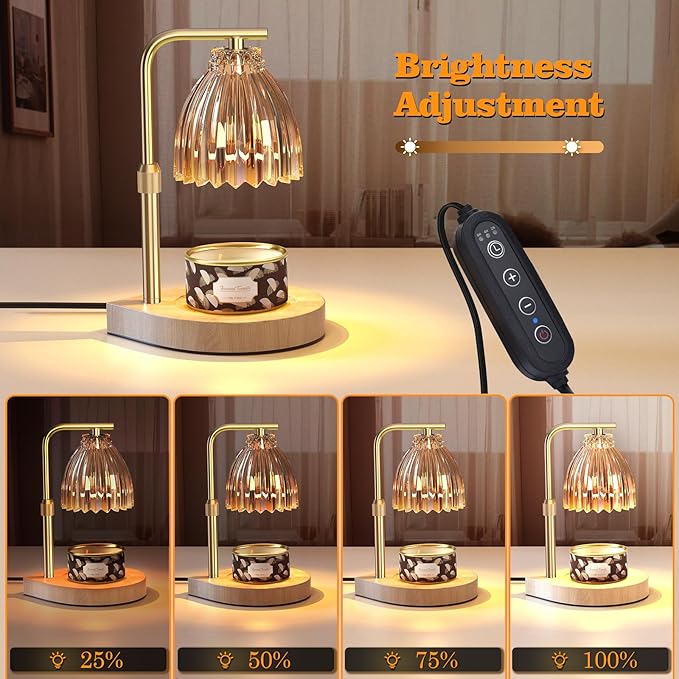 Candle Warmer Lamp with Adjustable Height, Timer & Dimmer, Birthday Gifts for Women, Elegant Gift Box & Greeting Card, Candle Lamp with 2 Bulbs for Home Decor/Bedroom/Office