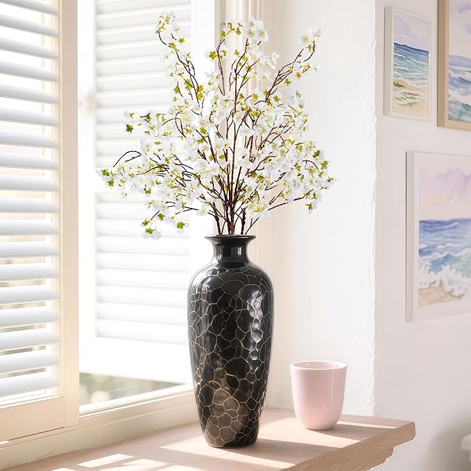 SITUMEIZI Artificial Cherry Blossom Branches Silk 40.58 Inch Faux Cherry Flowers Tall Stems for Home Wedding Bedroom Table Japanese Real Touch Vase Decoration(4Pcs,Ivory White)