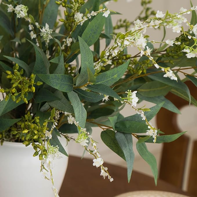 MISSPIN Artificial Flowers with Greenery Stems Faux Plants Indoor Branches for Tall Vase Ultra-Realistic, 9 Pcs Wedding Centerpieces, Home Decor & DIY Bouquets