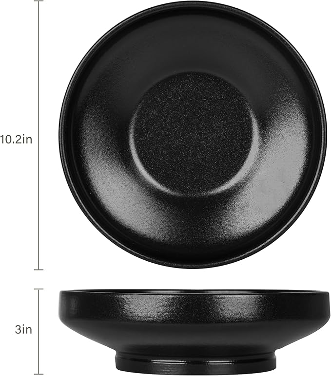 Ceramic Fruit Bowl for Kitchen Counter, 10.2" Large Modern Pedestal Bowl for Table Countertop, Footed Decorative Bowl for Home Decor (Black)