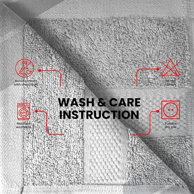 Infinitee Xclusives Premium 100% Cotton Wash Cloths for Showering - Pack of 4, (12x12) Inches - Highly Absorbent, Soft Face Towels, Washcloths Perfect for Bathroom, Hotel, Gym |Charming Grey|