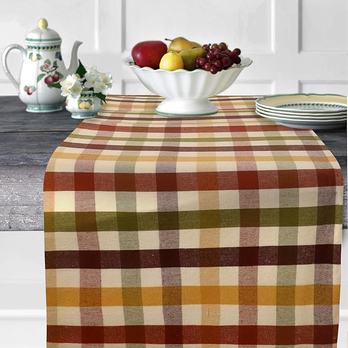Urban Villa Christmas TableRunner 100% Cotton Fused Table Runner Christmas Special 14''x72'' Over Sized Buffalo Check TableRunner Heavier Quality