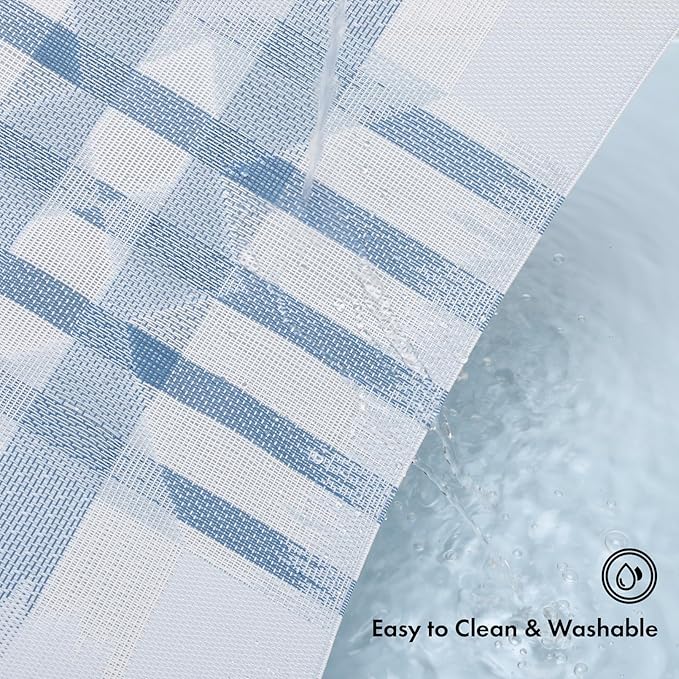 Winknowl Placemats Set of 4, Heat Resistant Stain Resistant Woven Vinyl Insulation Place mats, Durable Washable Elegant Table Mats for Kitchen Dining Table Decor (Geometric Blue)