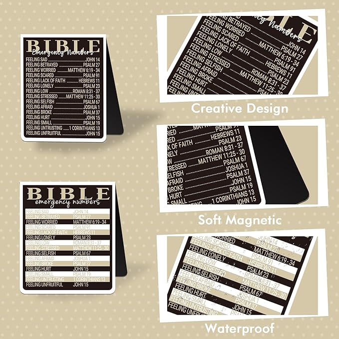 Bible Emergency Numbers Magnetic Bookmarks: 8 Pcs Christian Scriptures Magnet Book Marks, Religious Book Page Markers, Gifts Sunday School Bible Study Supplies