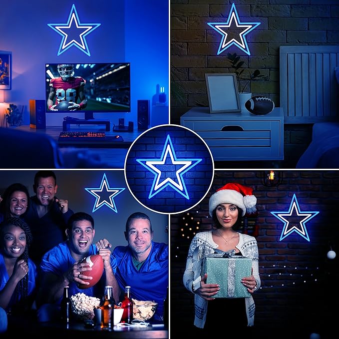 Football Team Neon Sign, Cool Light Up Dimmable Dallas Logo Hanging Led Neon Sign for Wall Decor, Party, Bar, Man Cave, Garage, Game Room Deco, Birthday Gift for Football Fans (B-Cowboy)