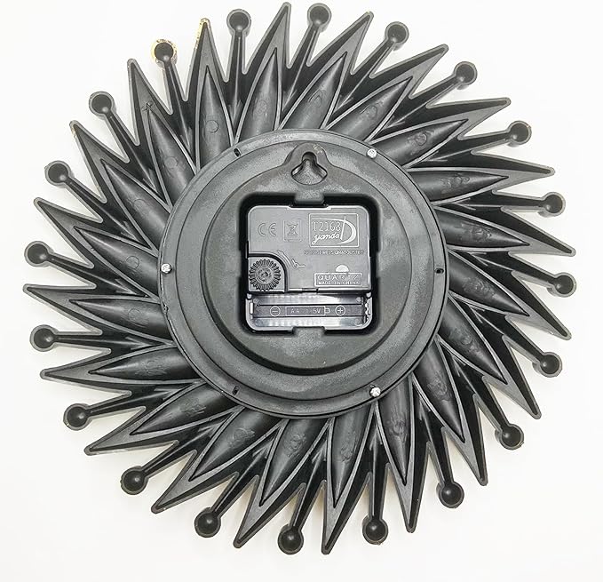 Sunburst Clock, Small Retro Wall Clocks Battery Operated, 10 Inch Mid Century Vintage Decorative Wall Clock for Living Room, Bedroom, Kitchen, Bathroom, Office - Bronze