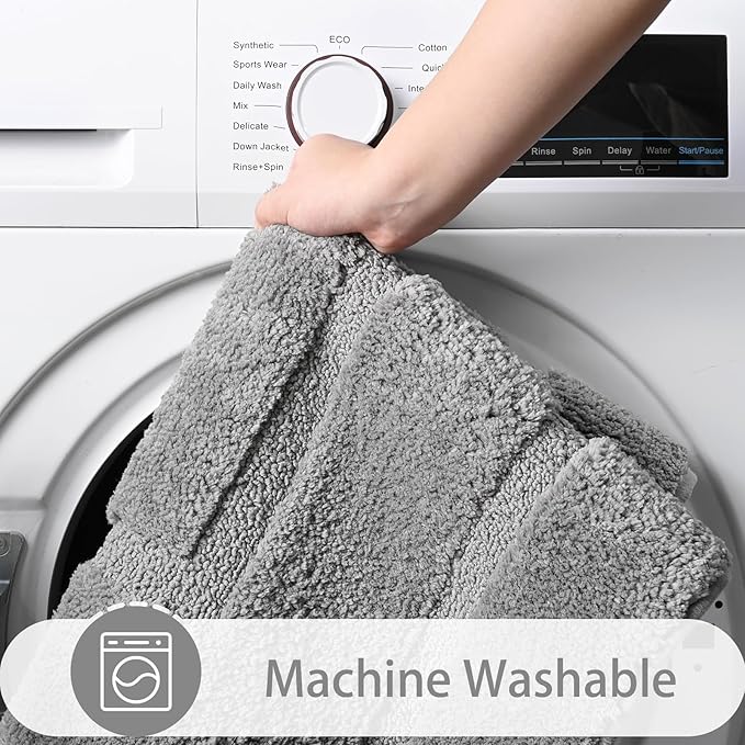 HOMORE Grey Bathroom Rug 24x60 Inch Soft Absorbent Bathroom Runner Rug, Washable Bath Runners Rugs Non Slip Long Rugs for Shower Tub