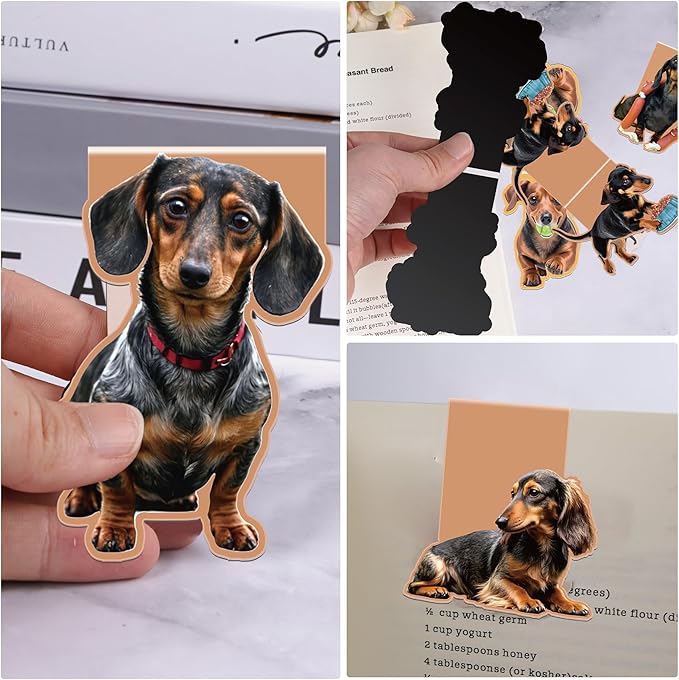 Dachshund Magnetic Bookmarks: 8 Pcs Dog Magnet Book Mark Dachshund Gifts, Cute Dog Man Page Markers, Gift for Kids Women Men Students School Office Supplies