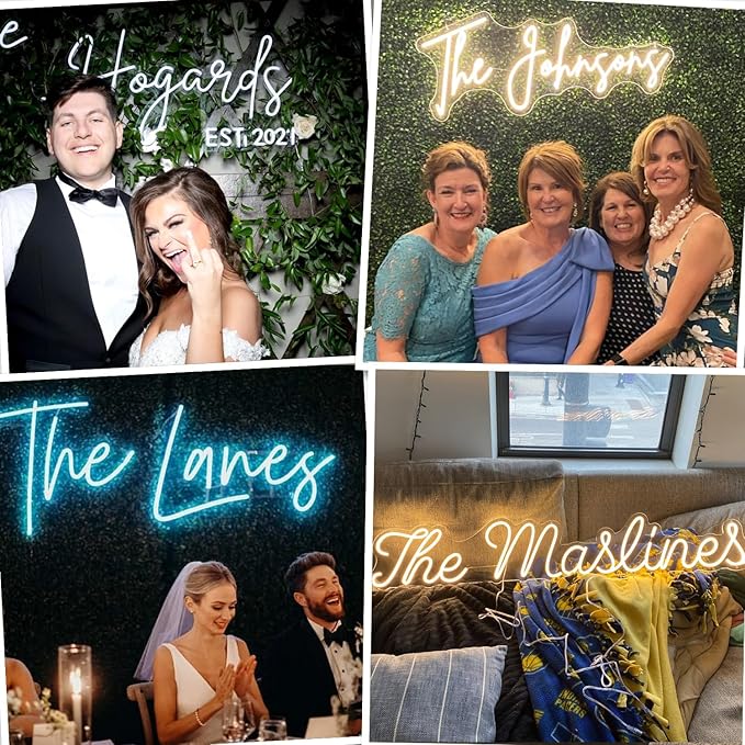 Custom Name Neon Sign Professional, Larger Customizable Wedding LED Neon Sign for Backdrop, Wedding Decor, Micro Weddings, Anniversary, Birthday Party Shop
