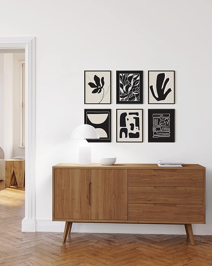 HAUS AND HUES Abstract Art Wall Decor - Set of 6 Modern Art Gallery Display, Abstract Minimalist Wall Art, Mid Century Modern Artwork, Modern Art Wall Decor Neutral Art (Unframed 8x10)