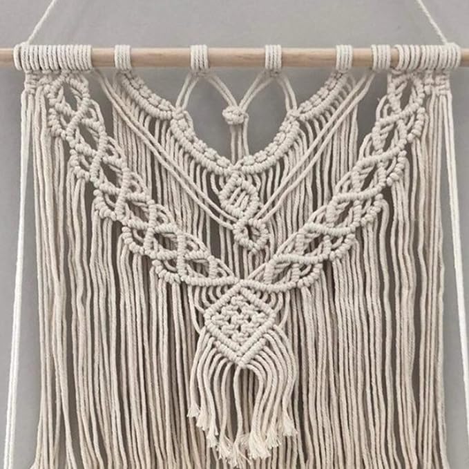 NORAS's ACCENT Macrame Wall Hanging Shelf - Boho Indoor Outdoor Hanging Shelves Organizer for Wall Decor - Decorative Bohemian Wall floating Storage Shelf for Plants, Handmade Cotton Rope Pine Wood