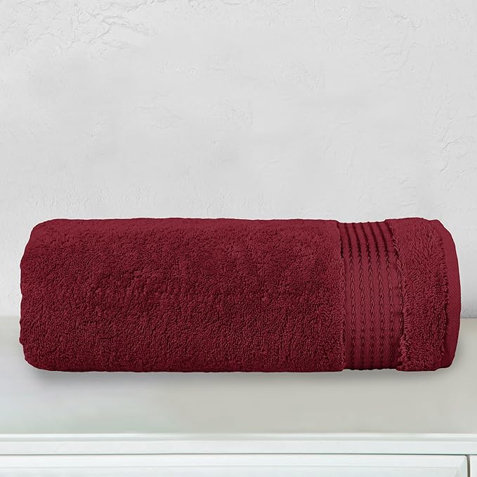 Elegant Comfort Premium Turkish Cotton 1 Piece Jumbo Bath Towel - 35 x 70 inch, Luxurious Hotel Spa Quality 100% Turkish Cotton Large Bath Towel - Highly Absorbent - Soft Bathroom Towel, Burgundy
