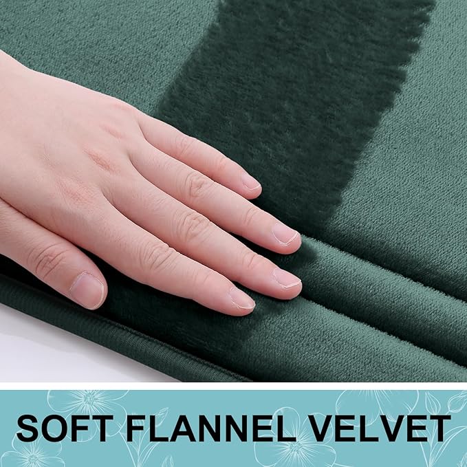 Grandaily Memory Foam Bath Mat Rug 24x16, Ultra Soft, Non-Slip and Absorbent Bathroom Rugs, Machine Wash Dry, Comfortable Bath Carpet for Bathroom Floor, Tub and Shower, Dark Green