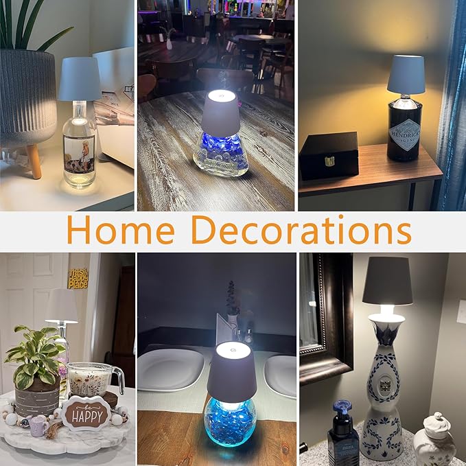 LED Wine Bottle Light, Rechargeable Wireless Bottle Lamp Shade for Whiskey Wine Liquor Bottle, Ambient Light with 3 Color Options for Desk Table Bar Decor, White