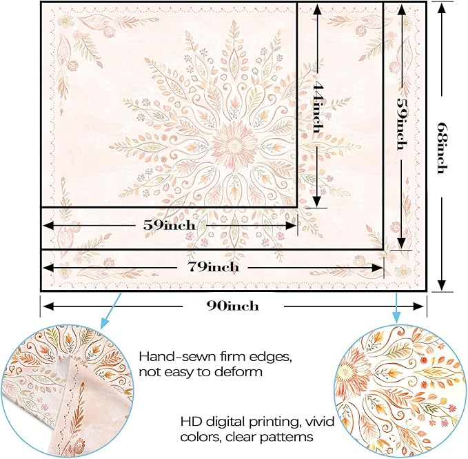Lunerfex Floral Mandala Tapestry Boho Tapestry for Bedroom Orange Tapestries Wall Hanging Living Room Wall Art and Home Decor 60x80