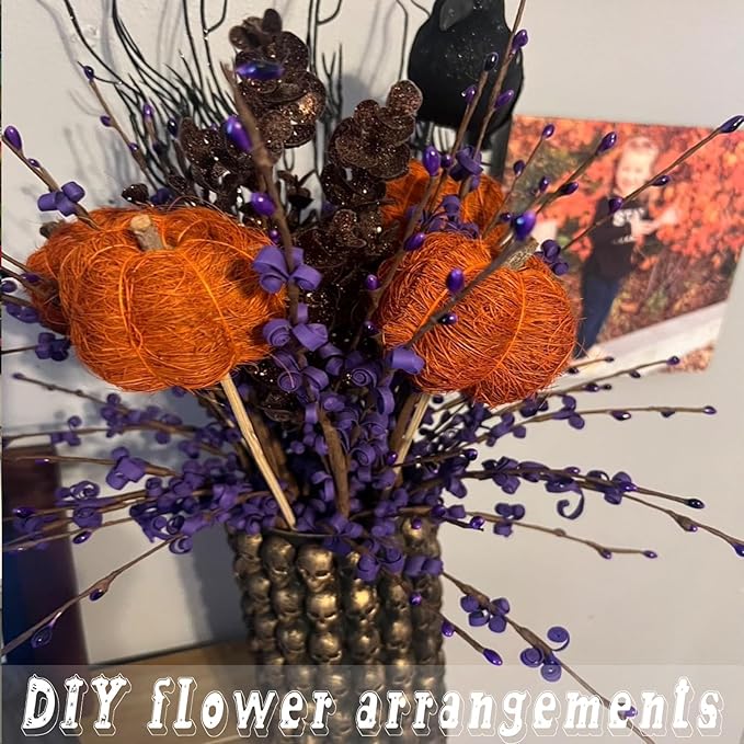 10 Pcs 29.5" Long Jasmine Artificial Flowers Fake Flowers Dry Branches for Home Office DIY Floral Art Plant Wedding Table Centerpieces Party Vase Decoration (Deep Purple)