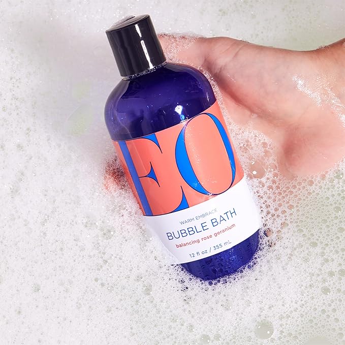 EO Bubble Bath, 12 Ounce (Pack of 1), Rose Geranium, Plant-Based, Botanical Extracts