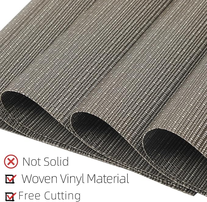 SHACOS Wedge Placemats Set of 4 for Small Round Table Woven Vinyl Non Slip Heat Resistant Table Place Mats Wipe Clean Indoor Outdoor (4, Gray)
