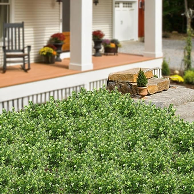 CATTREE Artificial Plants, Faux Plastic Bean Flowers Shrubs Fake Grass Leaves Simulation Greenery Bushes Indoor Outside Home Garden Office Yard Verandah Wedding Decor - 8 Pcs