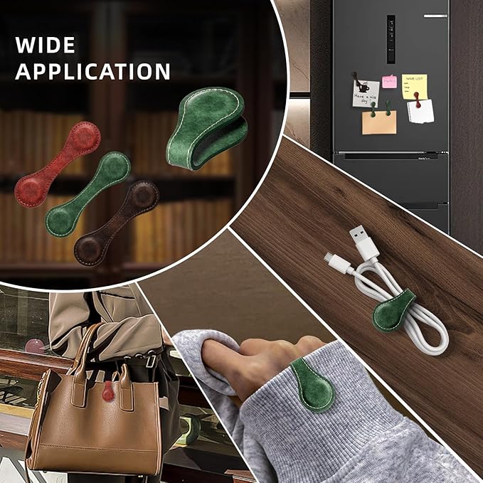 Set of 3 Magnetic Bookmarks, Vintage Genuine Leather Book Marks for Reading, Magnetic Page Clips Book Markers, Best Gift for Book Lovers Reading Men Women Teachers Students(Burgundy+Green+Coffee)