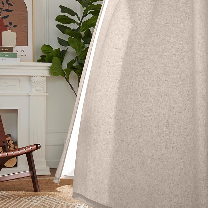 jinchan Taupe Lined Linen Blend Curtains for Closet 108 Inch Extra Long 2 Panels for Floor to Ceiling, 38 Inch Wide Drapes with Rod Pocket Back Tab(38W x 108L, Taupe)