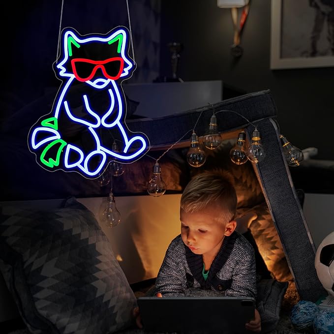 Neon Sign, HSJNJKFU Fox Neon Signs for Wall Decor LED Neon Light for Room Decor Cute Animal LED Light Neon Bar Sings for Man Cave USB Powered