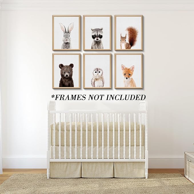 Nursery Baby Room Wall Art Decor, Jungle Nursery Baby Animals Nursery Decorations, Cute Nursery Safari Decor Baby Bedroom Decorate(8"x10", UNFRAMED) (Forest)