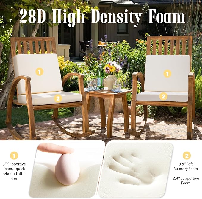 Outdoor Deep Seat Cushion Set, 22 x 22 Inch Waterproof and Fade Resistant Patio Furniture Cushion Backrest with Ties for Patio Garden Yard and Balcony (Beige, 22x22Inch)
