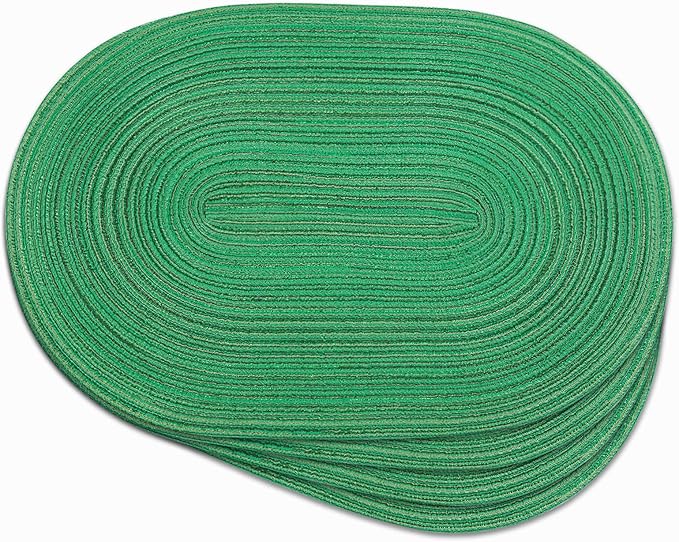 Noctiflorous Oval Braided Placemats Set of 4 Woven 12x18 Inch Non Slip Washable Heat Resistant Place Mats Round Tablemats for Dining Kitchen Party Daily Table Decor Dinner Mats (04 Green Shine, 4)