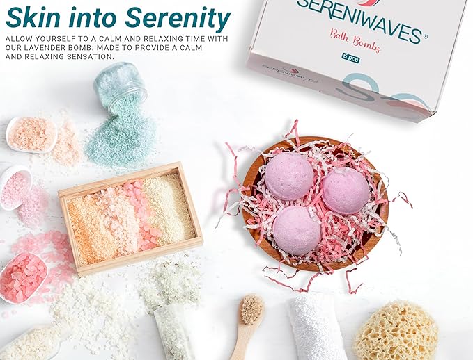 Organic Bath Bombs - Relaxing - Aromatherapy Bombs Made with Real Epsom Salt and Essential Oils for Muscle Relief and Moisture. Safe Bath Bombs for Kids and Adults. (6 Count (Pack of 1))