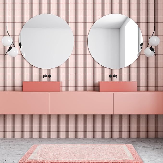 CozeCube Bath mats for Bathroom Non Slip, Fluffy Shaggy Bath Rugs Washable, Extra Soft and Absorbent Microfiber Bath Rugs for Shower, Pink Bathroom Rugs, 24" x 36"