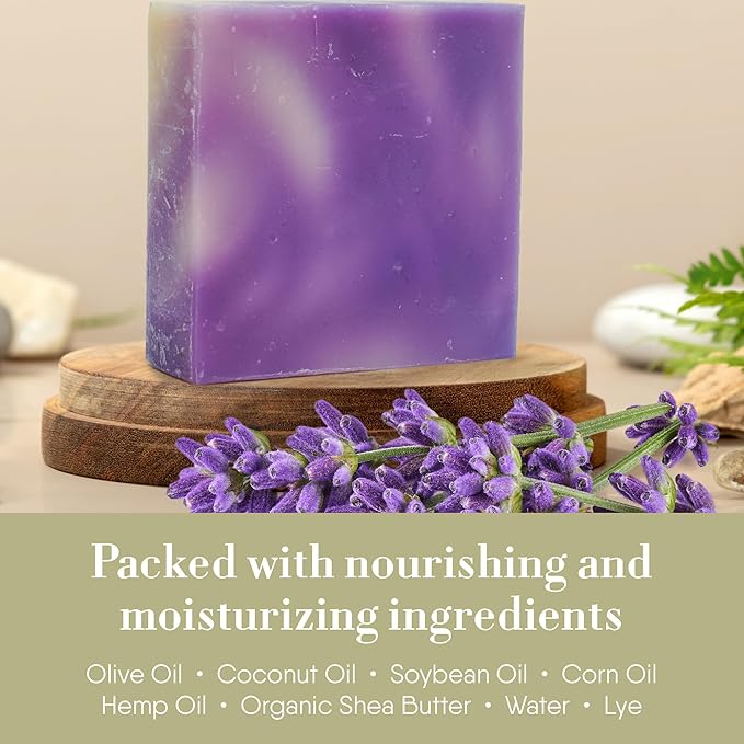 360Feel Lavender Soap -5oz Castile Handmade Soap bar - floral fragrance - Pure Essential Oil Natural Soaps- Great as Anniversary Wedding Gifts Christmas stocking stuffer