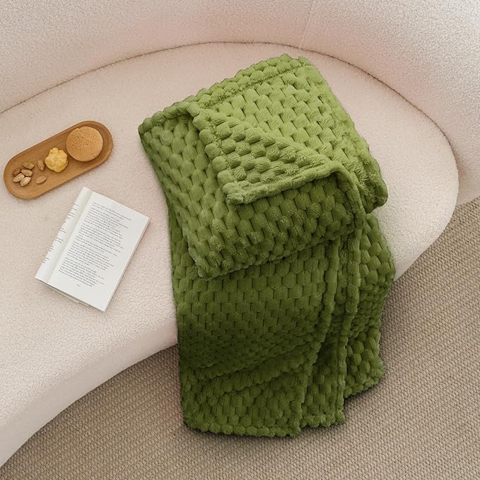 BEDELITE Fleece Blanket Twin for Bed Couch, 3D Jacquard Decorative Green Apple Throw Blanket, Soft and Cozy Warm Plush Fuzzy Blanket All Seasons Suitable, 60x80Inches