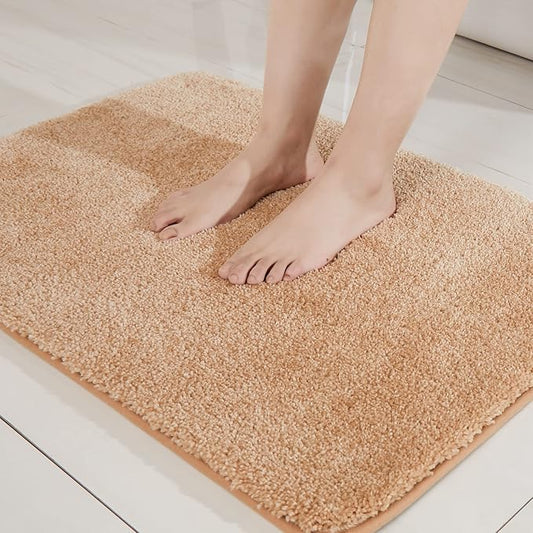 COSY HOMEER Extra Thick Bath Rugs for Bathroom - Anti-Slip Bath Mats Soft Plush Yarn Shaggy 100% Strong Mirco Polyeste Mat Living Room Bedroom Mat Floor Water Absorbent(Beige,16x24 - Inches)