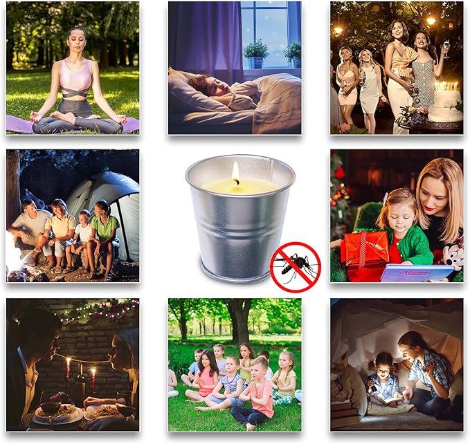 Small Citronella Candles Outdoor Bulk Natural Soy Wax Lemongrass Scented Bugs Away Candles in Bucket for Outside Patio in Summer, Set of 12