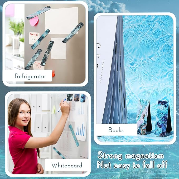 Zonon 24 Pcs Ocean Magnetic Bookmarks Clips Magnet Page Markers Page Clip Funny Bookmark Gifts for Students Teachers Reading Lover Women, Men