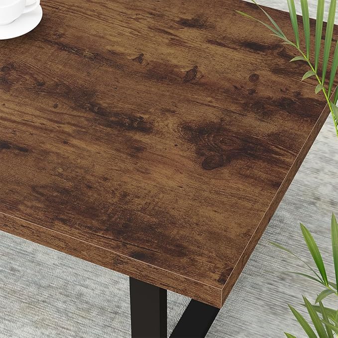 IBF Rustic Coffee Table, Industrial Simple Wooden Living Room Table, Modern Minimalist Farmhouse Rectangle Center Table, Wood and Metal Vintage Tea Coffee Table for Home Bedroom, Rustic Brown, 39 Inch