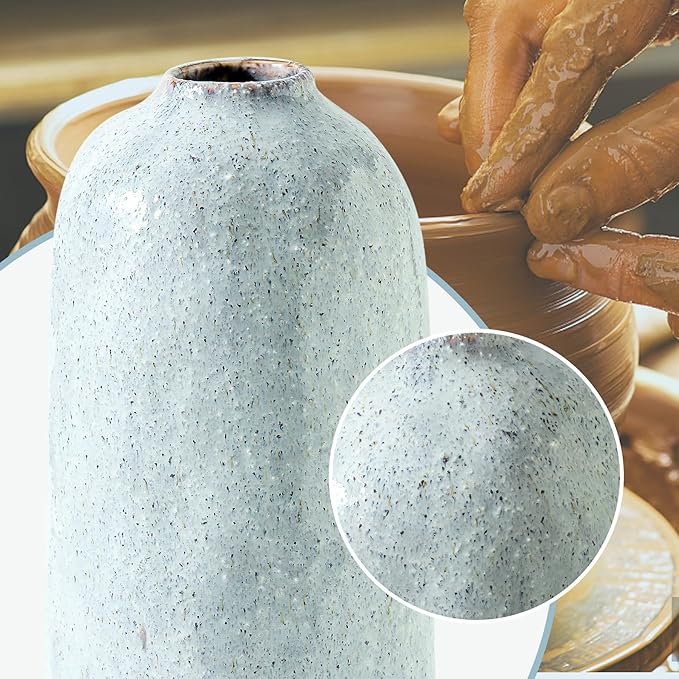 Flower Vase Ceramic,White Vases Set of 2,Flower Vases for Home Decor,Decorative Vase for Pampas Grass, Boho Decorative Vase for Home Living Room Dining Table Farmhouse Office Decor