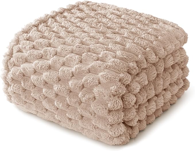 Whale Flotilla Throw Blanket for Couch with Jacquard Pattern, Fuzzy Soft Cozy Exquisite Blankets for All Season, Warm and Fluffy, 50x60 Inch, Camel